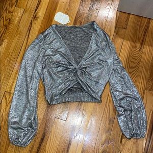 Altar’d State Silver Metallic Top